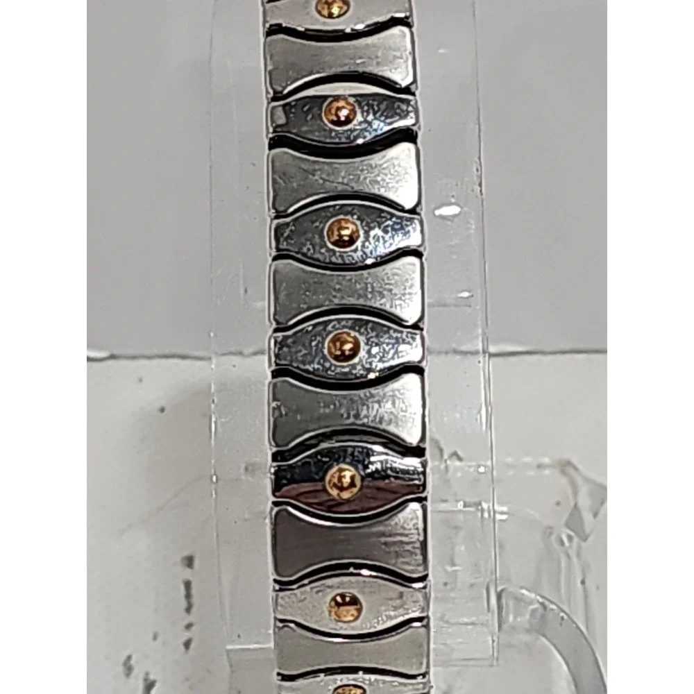 Vintage Milor Italy Stainless Steel & 18K Gold Stretch Expansion Link Bracelet